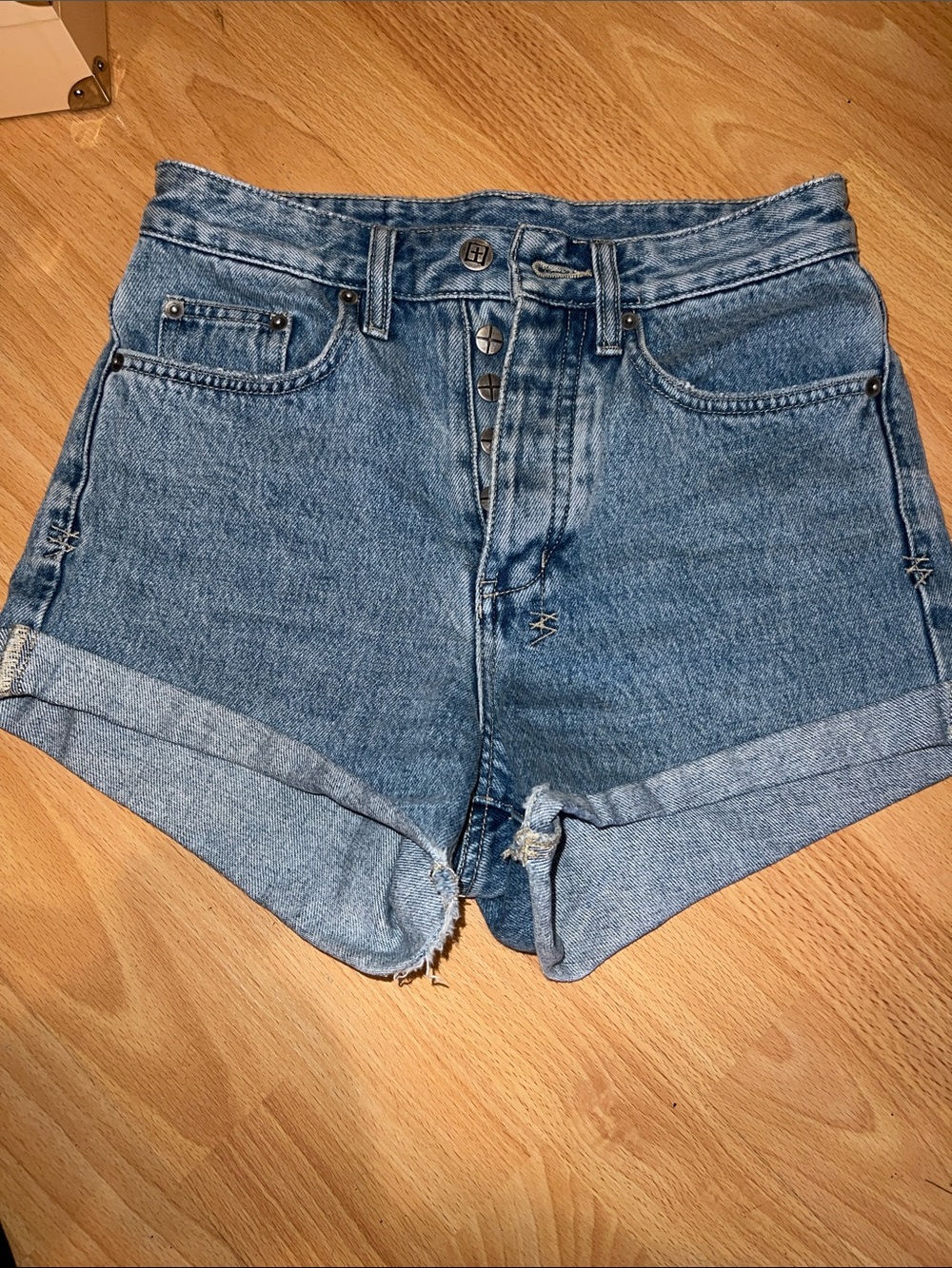 Ksubi Vintage High-Waist Blue Denim Shorts